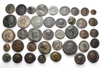 A lot containing 40 bronze coins. All: Roman Imperial. About very fine to good very fine. LOT SOLD AS IS, NO RETURNS. 40 coins in lot.