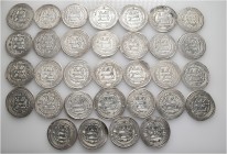 A lot containing 32 silver coins. All: Islamic Dirhams. Good very fine to extremely fine. LOT SOLD AS IS, NO RETURNS. 32 coins in lot.