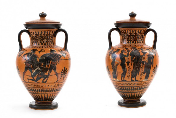 An exceptional black-figure Attic amphora 
530 – 500 BC; alt. cm 49; Amphora wi...