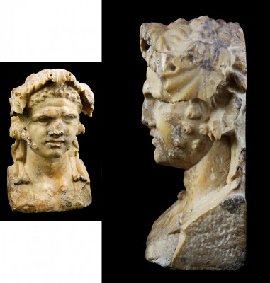 A Dionysian ancient yellow marble herm bust 
1st century AD; alt. cm 18; An anc...