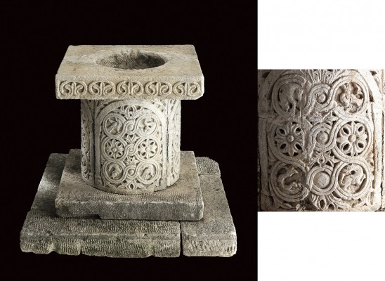A splendid puteal in aurisina stone
Italy, 11th century; alt. cm 82; A circular...