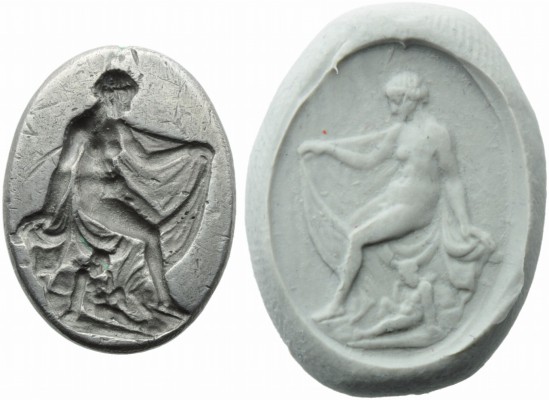 Roman silver Venus and Eros Intaglio
1st century AD; alt. mm 20; gr 5,58; Silve...