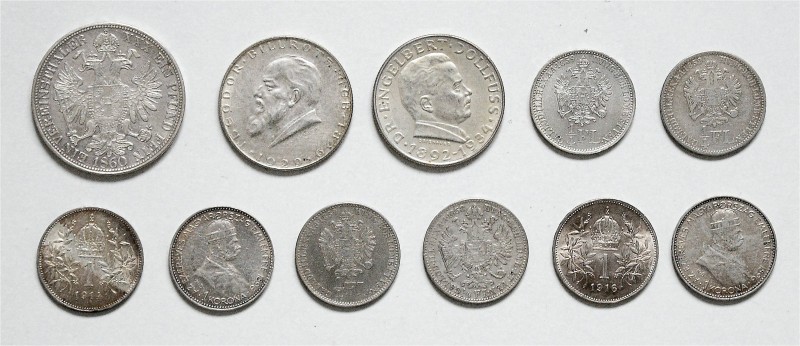 Franz Joseph I. 1848 - 1916
 LOT 11 Stück, diverse 1/4 Gulden, Vereinstaler, Kr...