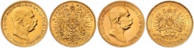 Franz Joseph I. 1848 - 1916
 LOT 2 Stück 10 Kronen 1908, 1909 Wien vz