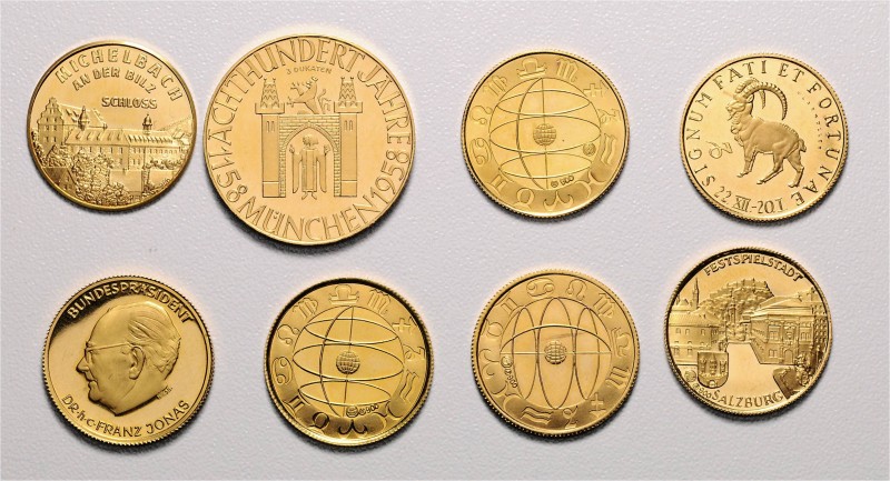 2. Republik 1945 - heute
 LOT 8 Stück diverse Goldmedaillen, 0,900 Au, ab 1969....