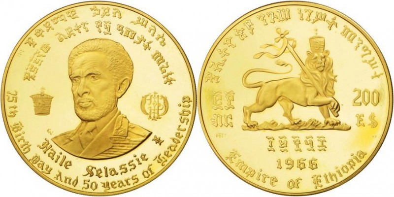 Äthiopien Königreich
Haile Selassi 1930 - 1974 200 Dollar 1966 auf den 75. Gebu...