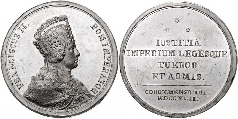 Deutschland vor 1871 Frankfurt
Franz II. 1792 - 1806 Zinn - Medaille 1792 auf d...