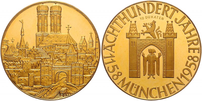 Bundesrepublik Deutschland - seit 1949
 10 Dukaten 1958 800 Jahre München. Münc...