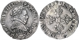 Frankreich Henri III. 1574 - 1589
 1/2 Francs 1588 Bordeaux. 6,88g. Duplessy 1131 ss/vz