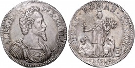 Italien Piacenza
Alessandro Farnese III. 1586 - 1591 Scudo 1591 Münzmeister Andrea Casalino und Antoni Costino. 32,10g. Dav. 8358; Varesi 1144/5. ss/...