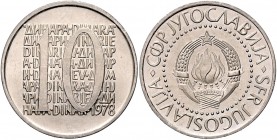 Jugoslawien nach 1945
 10 Dinara 1978 in Cu/Ni, Probeprägung mit einer Auflage von ca. 15 Stück. Paris. 7,96g. KM Pn28 vz/stgl