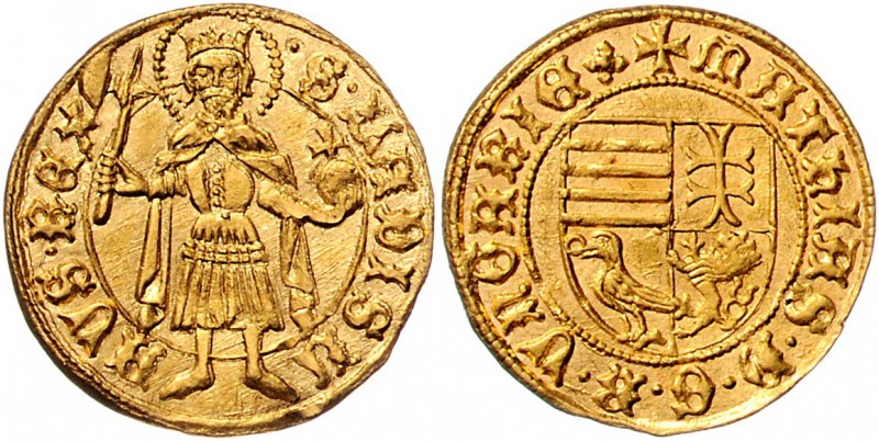 Ungarn Matthias Corvinius 1458 - 1490
 Goldgulden o.J. ohne Mzz. 3,56g. Pohl.--...