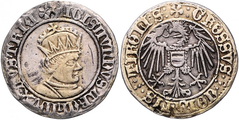 Erzherzog Sigismund 1439 - 1496
 Pfundner o.Jahr Hall. 6,54g, teilvergoldet, He...