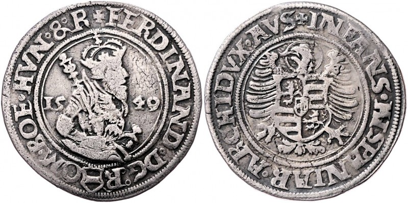 Ferdinand I. 1521 - 1564
 1/2 Taler 1549 Joachimsthal. 14,20g. MzA. Seite 32 (M...