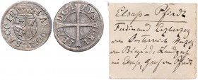 Erzherzog Ferdinand 1564 - 1595
 Doppelvierer o. J. Ensisheim. 1,01g. Klem. 263, M./T. 569 ss/vz