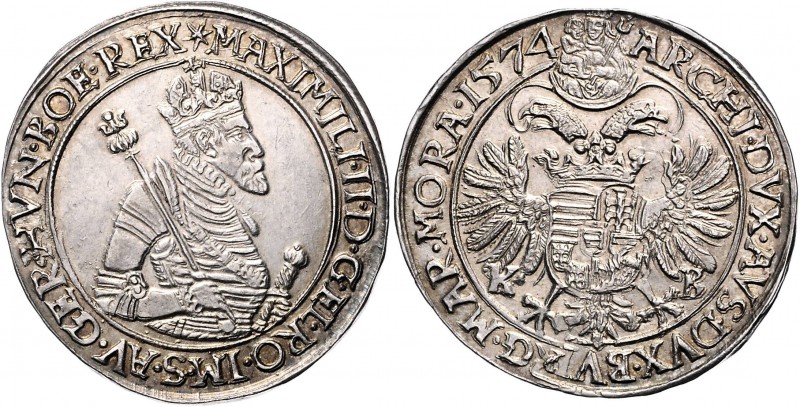 Maximilian II. 1564 - 1576
 Taler 1576 KB Kremnitz. 28,58g. MzA. Seite 60, Husz...