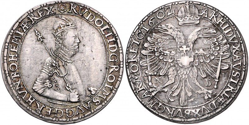 Rudolph II. 1576 - 1612
 Taler 160Z N-B Nagybanya. 27,10g. MzA. Seite 88, Husz....