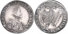 Rudolph II. 1576 - 1612
 1/2 Taler 1595 Joachimsthal. 13,39g. MzA. Seite 81 (Mm. P. Hofmann), Hal. 396, Diet. 342. ex. Slg. Hollschek - vgl. Künker A...