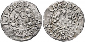 Stände von Böhmen und Mähren 1619 - 1620
 3 Kreuzer 1619 Brünn. 1,24g. Her. 29a vz