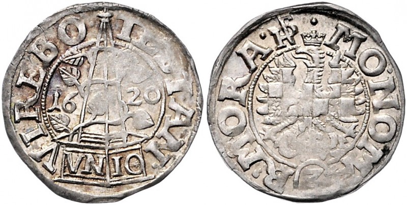 Stände von Böhmen und Mähren 1619 - 1620
 3 Kreuzer 1620 Brünn. 1,61g. Her. 31 ...