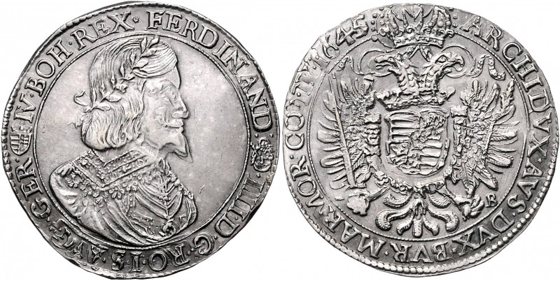 Ferdinand III. 1637 - 1657
 Taler 1645 - B (ohne geprägtes K) Kremnitz. 28,77g....