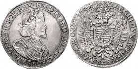 Ferdinand III. 1637 - 1657
 Taler 1645 - B (ohne geprägtes K) Kremnitz. 28,77g. Her. - f.vz/vz