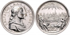 Maria Theresia 1740 - 1780
 Ag Medaille 1741 von M. Donner, Av. Salvator Mundi // Stadtanischt von Wien. Wien. 17,52g. Unger 20 Tafel 3 vz