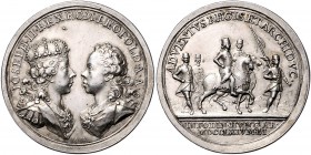Maria Theresia 1740 - 1780
 Silbermedaille 1764 auf den Besuch von König Joseph und Erzherzog Leopold bei den niederungarischen Bergwerken. Bb. einan...