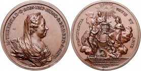 Maria Theresia 1740 - 1780
 Bronzemedaille 1767 auf die Genesung der Kaiserin von den Pocken, von Anton Wideman, Dm 58 mm. Wien. 65,64g. Montenuovo 1...
