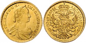 Maria Theresia 1740 - 1780
 Dukat 1756 Wien. 3,48g. Her. 92, Eyp. 61a vz