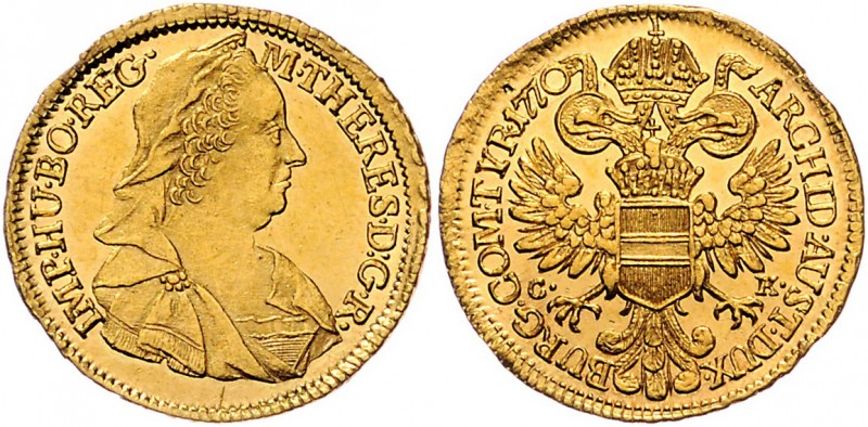 Maria Theresia 1740 - 1780
 Dukat 1770 C-K Wien. 3,46g. Her. 106, Eyp. 184a/4 v...