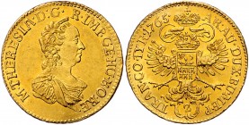 Maria Theresia 1740 - 1780
 2 Dukat 1765 Karlsburg. 6,98g. Her. 63, Eyp. 349a. f.vz