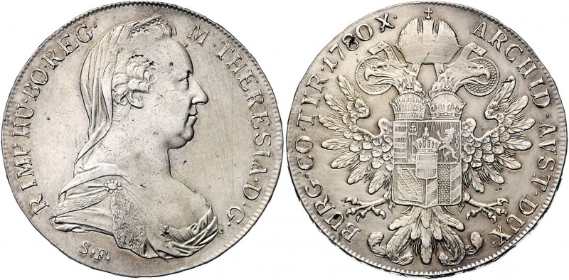 Maria Theresia 1740 - 1780
 Taler 1780 S.F. 1780 X . Mailand. 27,92g. Hafner 46...