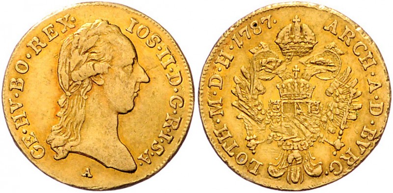 Joseph II. als Alleinregent 1780 - 1790
 Dukat 1787 A Wien. 3,64g. Her. 29 ss