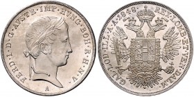 Ferdinand I. 1835 - 1848
 1/2 Taler 1848 A Wien. 14,08g. Fr. 789 Erstabschlag