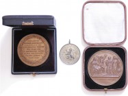 Franz Joseph I. 1848 - 1916
 Lot 3 Stücke Medaillen Böhmen: Med. für Landwirtschaftliche Verdienste o. Jahr, Wien für Jubil. Ausstellung 1888 mit Ori...