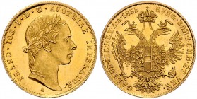 Franz Joseph I. 1848 - 1916
 Dukat 1855 A Wien. 3,48g. Fr. 1173 vz/stgl