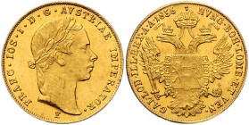 Franz Joseph I. 1848 - 1916
 Dukat 1856 E Karlsburg. 3,48g. Fr. 1180 ss/vz