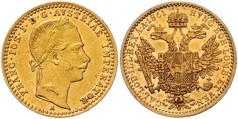 Franz Joseph I. 1848 - 1916
 Dukat 1861 A Venedig. 3,46g. Fr. 1199 ss/vz