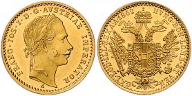 Franz Joseph I. 1848 - 1916
 Dukat 1862 A Wien. 3,48g. Fr. 1203 vz/stgl