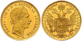Franz Joseph I. 1848 - 1916
 Dukat 1864 A Wien. 3,48g. Fr. 1211 vz