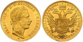 Franz Joseph I. 1848 - 1916
 Dukat 1865 A Wien. 3,50g. Fr. 1215 ss/vz