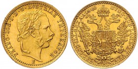 Franz Joseph I. 1848 - 1916
 Dukat 1866 E Karlsburg. 3,50g. Fr. 1221 ss/vz
