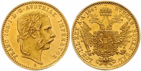 Franz Joseph I. 1848 - 1916
 Dukat 1867 A Wien. 3,48g. Fr. 1223 ss/vz