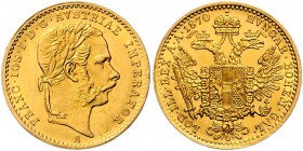 Franz Joseph I. 1848 - 1916
 Dukat 1870 A Wien. 3,50g. Fr. 1228 ss/vz