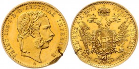 Franz Joseph I. 1848 - 1916
 Dukat 1872 A Wien. 3,48g. Fr. 1230 vz