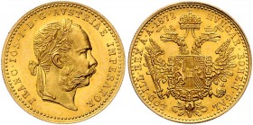 Franz Joseph I. 1848 - 1916
 Dukat 1872 Wien. 3,50g. Fr. 1231 vz/stgl