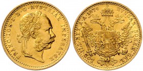 Franz Joseph I. 1848 - 1916
 Dukat 1874 Wien. 3,48g. Fr. 1233 ss/vz