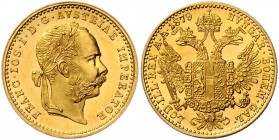 Franz Joseph I. 1848 - 1916
 Dukat 1879 Wien. 3,48g. Fr. 1238 vz/stgl