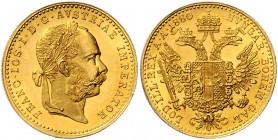 Franz Joseph I. 1848 - 1916
 Dukat 1880 Wien. 3,50g. Fr. 1239 vz/stgl